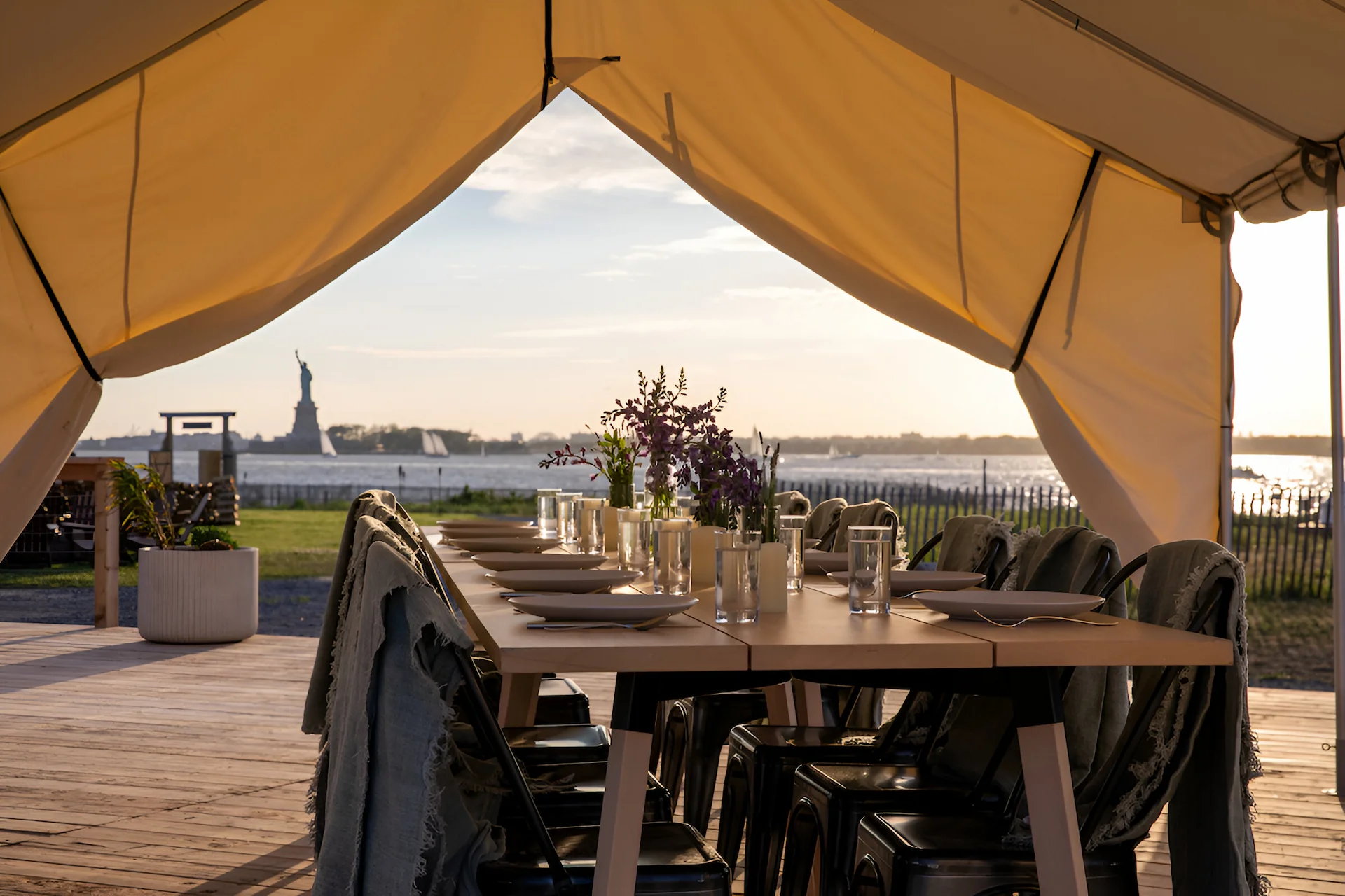 Private dining tent dusk